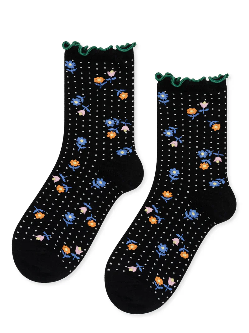 Dottie Floral Crew Black