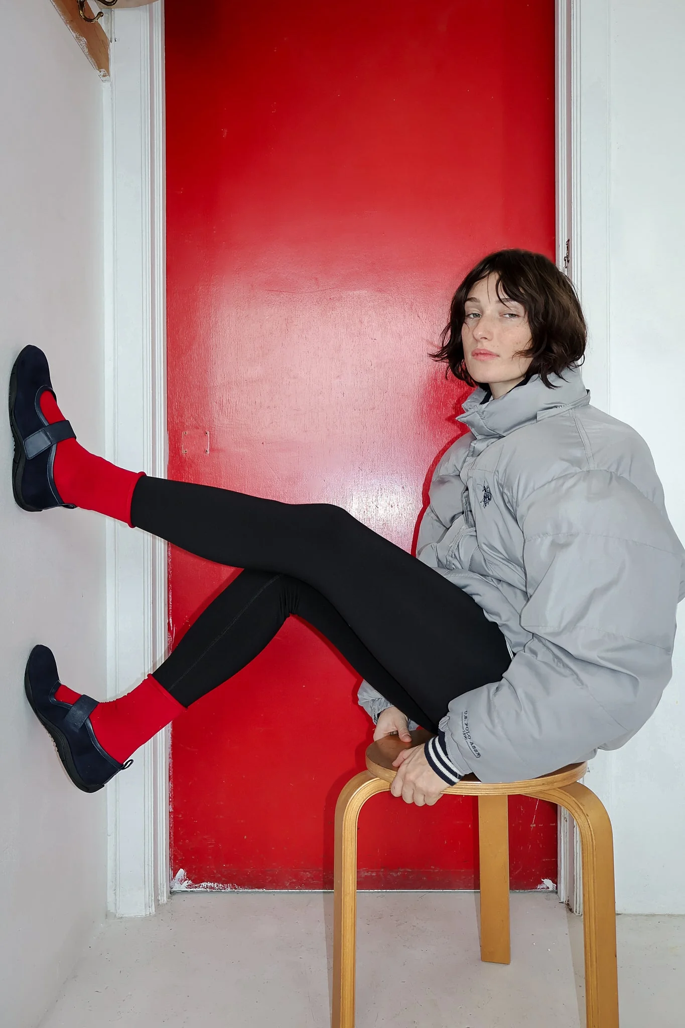 Evora Navy Suede Ballerina - Image 2