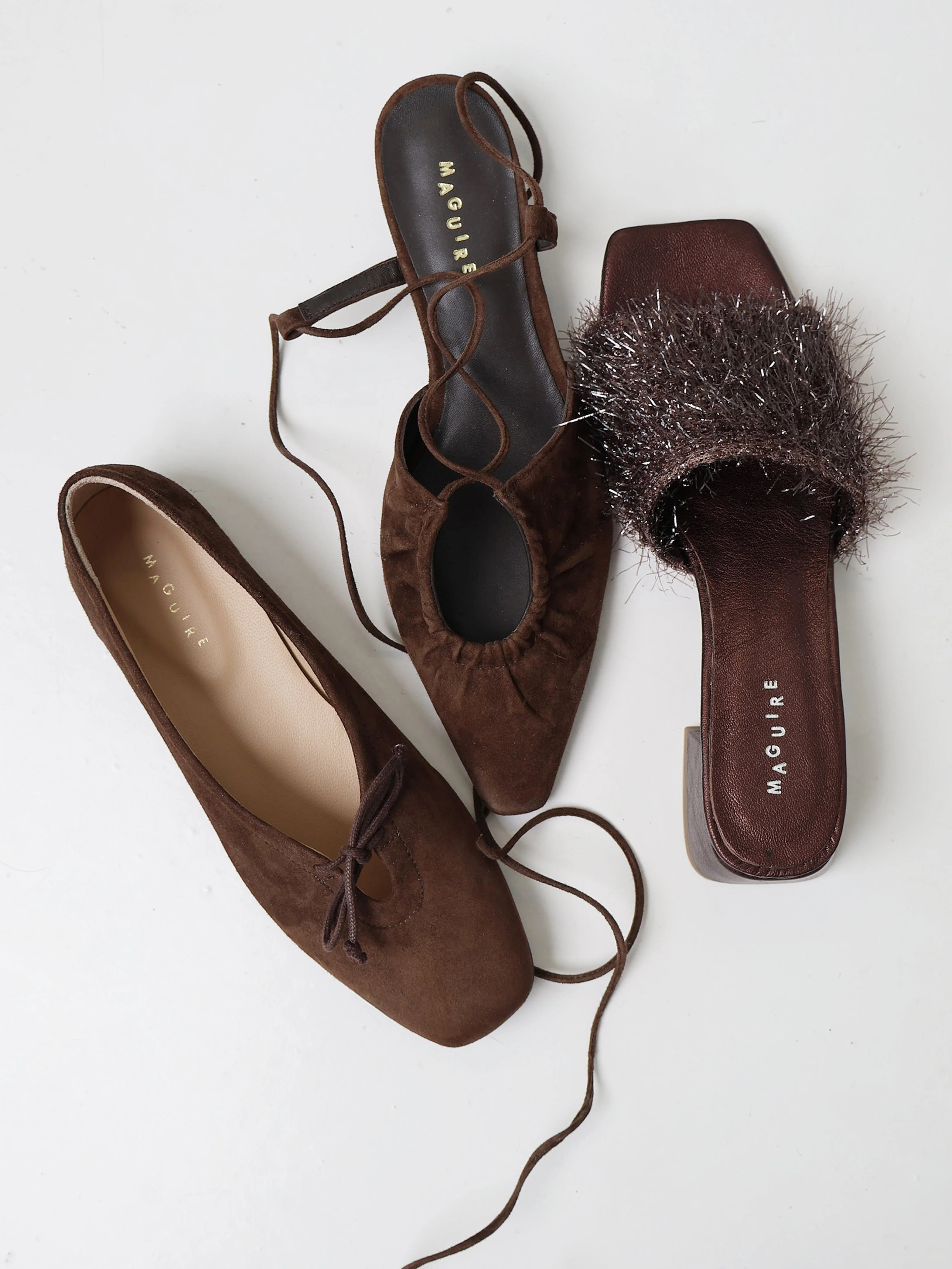 Prato Brown Suede Ballerina - Image 2